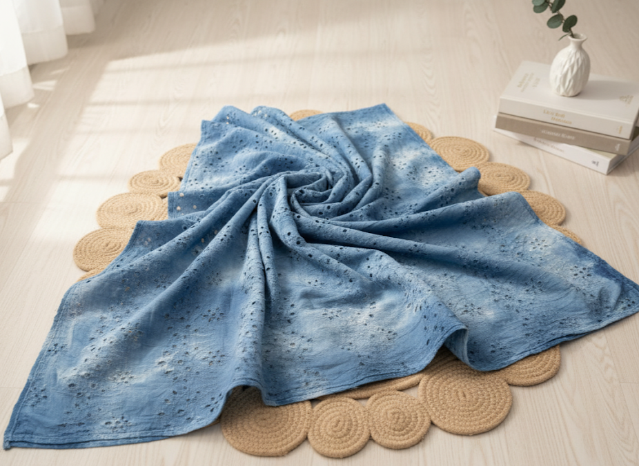 Pure Chicken Hakuba Fabric – Premium Handcrafted Cotton dark blue
