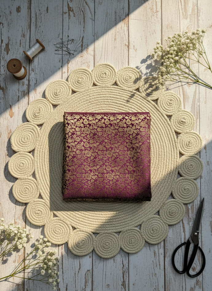 Premium Brocade Fabric brown