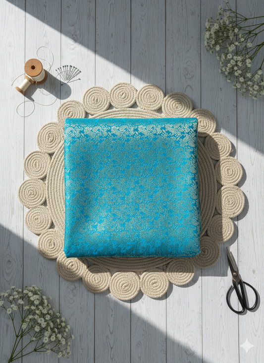 Premium Brocade Fabric blue